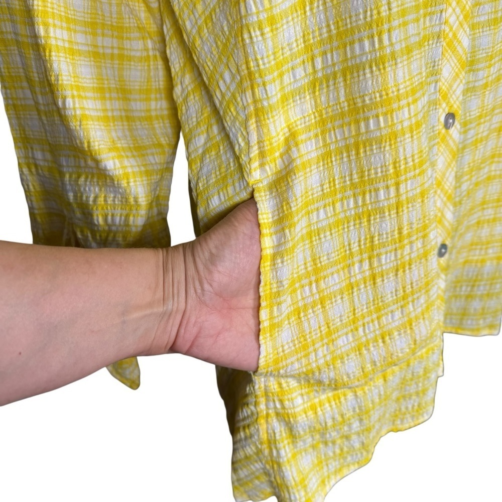 New Susan Graver Yarn Dyed Button Front Yellow Plaid Shirt A479195 Size S - Picture 12 of 12